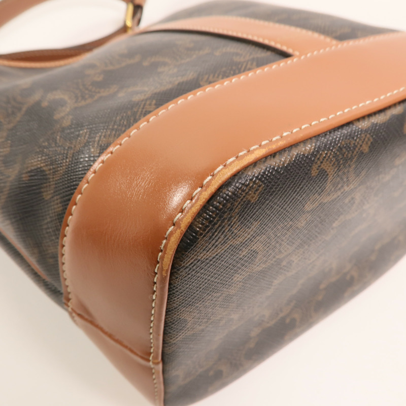 CELINE 塗層帆布Triomphe Small Bucket Bag金扣肩背袋-11