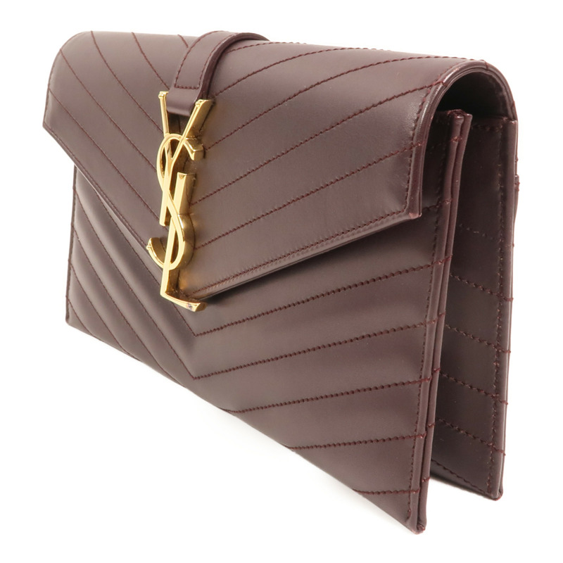 YVES SAINT LAURENT 牛皮皮革Clutch金扣手拿包-2