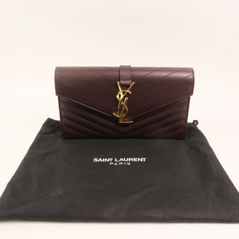 YVES SAINT LAURENT 牛皮皮革Clutch金扣手拿包-7