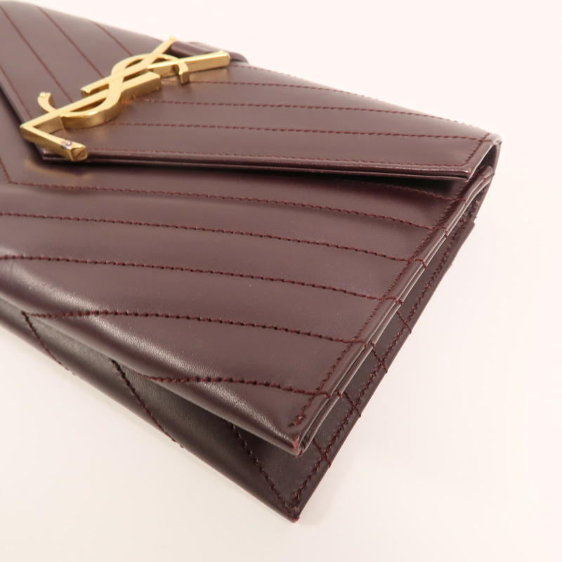 YVES SAINT LAURENT 牛皮皮革Clutch金扣手拿包-8