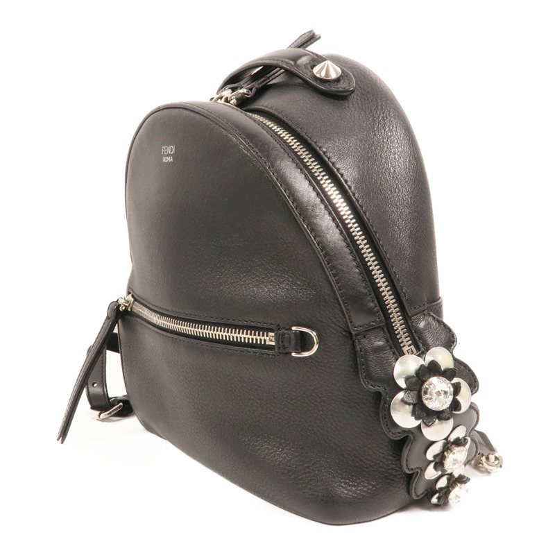 FENDI 牛皮皮革Roma Backpack銀扣背包-2