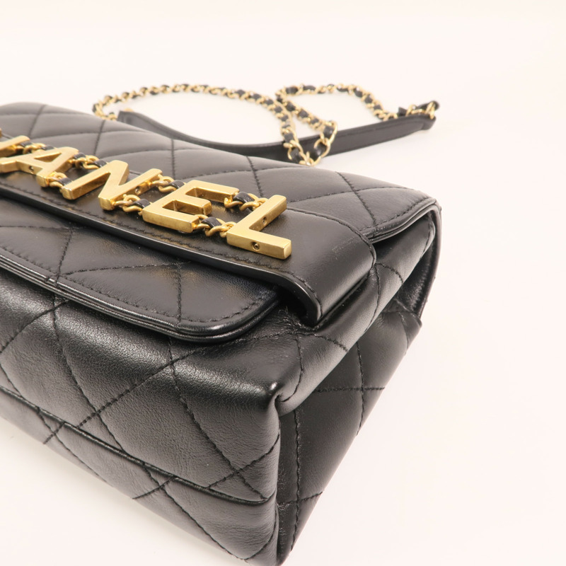 CHANEL 牛皮皮革Enchained Flap金扣鏈帶肩背袋-8