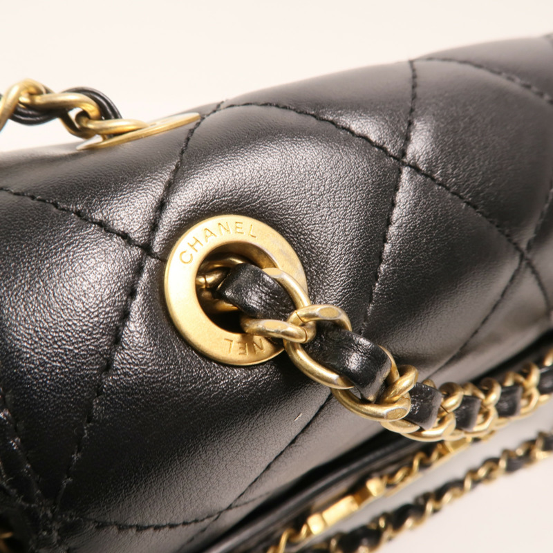 CHANEL 牛皮皮革Enchained Flap金扣鏈帶肩背袋-12