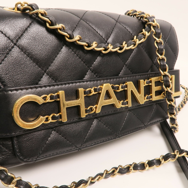 CHANEL 牛皮皮革Enchained Flap金扣鏈帶肩背袋-13