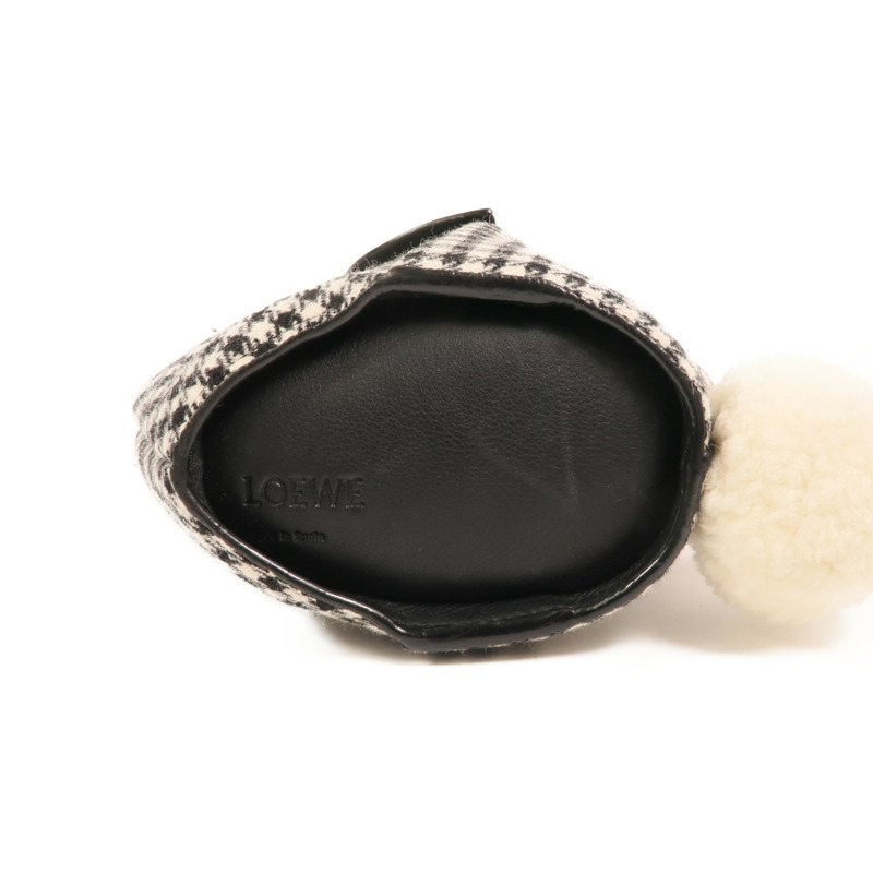 LOEWE 牛皮皮革/針織布料Bunny Mini Bag銀扣肩背袋-3