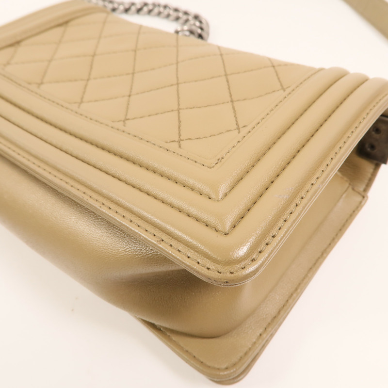 CHANEL 羊皮皮革Boy 20鏈帶肩背袋-10