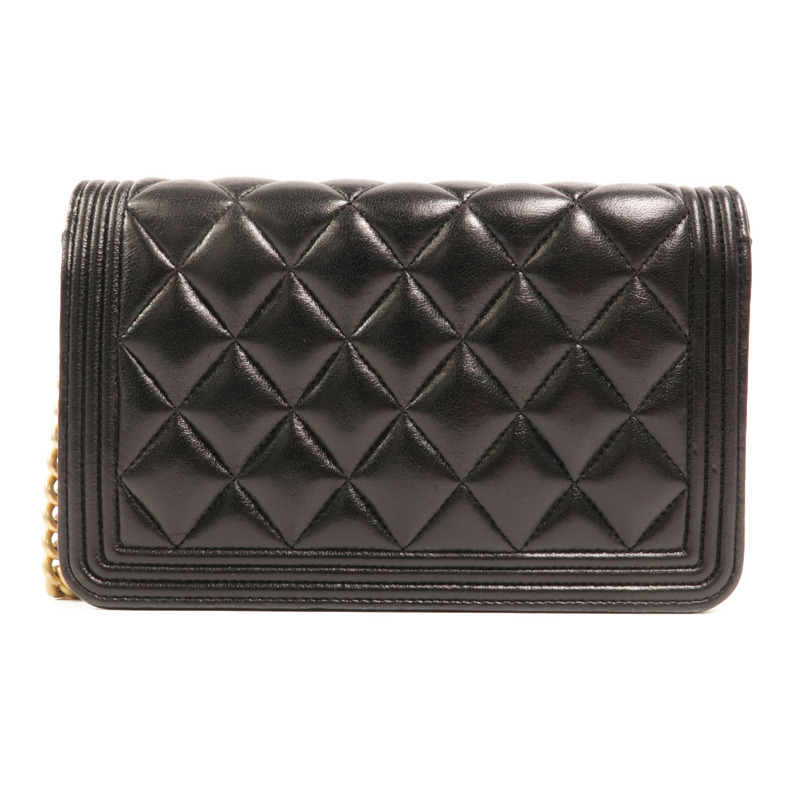 CHANEL 羊皮皮革Boy Wallet On Chain金扣鏈帶肩背袋-1