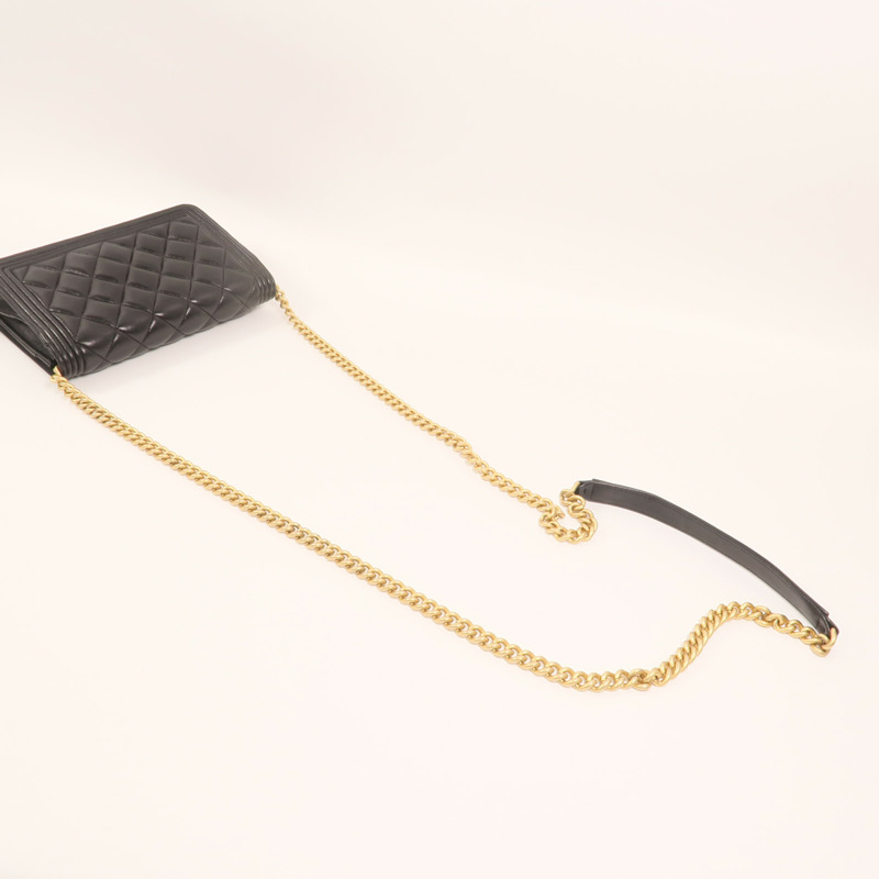 CHANEL 羊皮皮革Boy Wallet On Chain金扣鏈帶肩背袋-7
