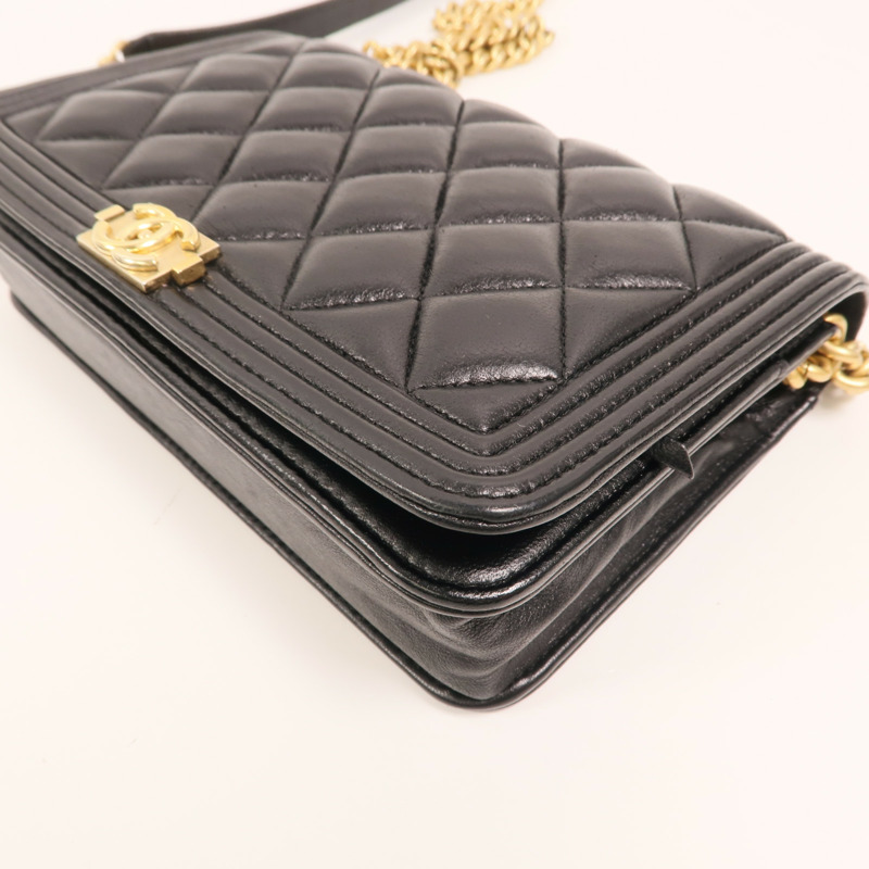 CHANEL 羊皮皮革Boy Wallet On Chain金扣鏈帶肩背袋-10