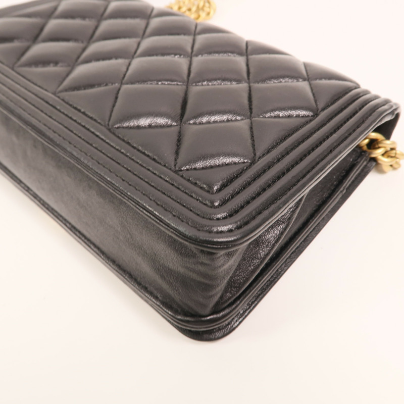 CHANEL 羊皮皮革Boy Wallet On Chain金扣鏈帶肩背袋-12