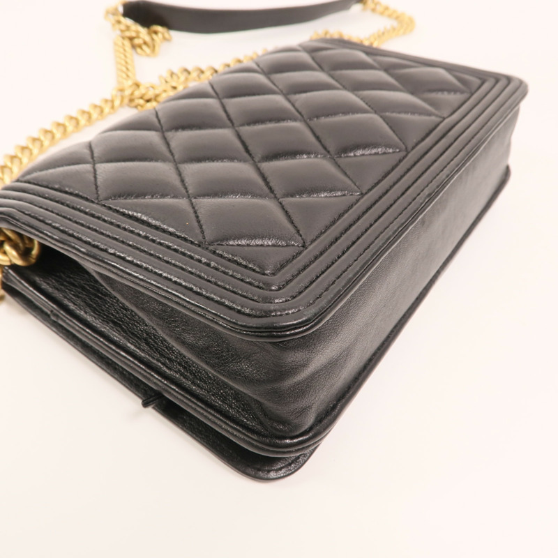 CHANEL 羊皮皮革Boy Wallet On Chain金扣鏈帶肩背袋-13