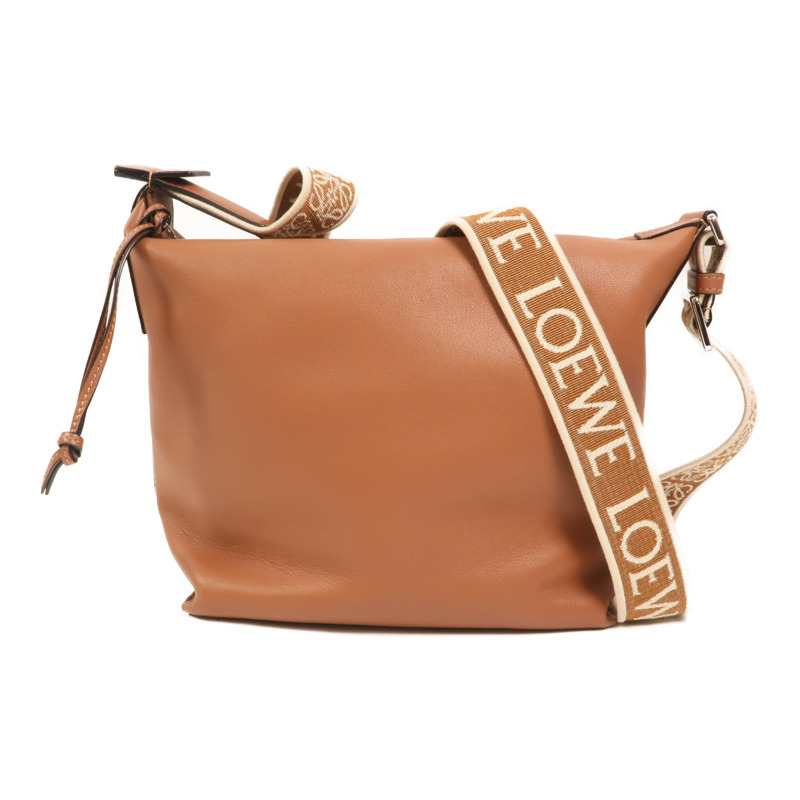 LOEWE 牛皮皮革Small Cubi Crossbody Bag銀扣鏈帶肩背袋-0