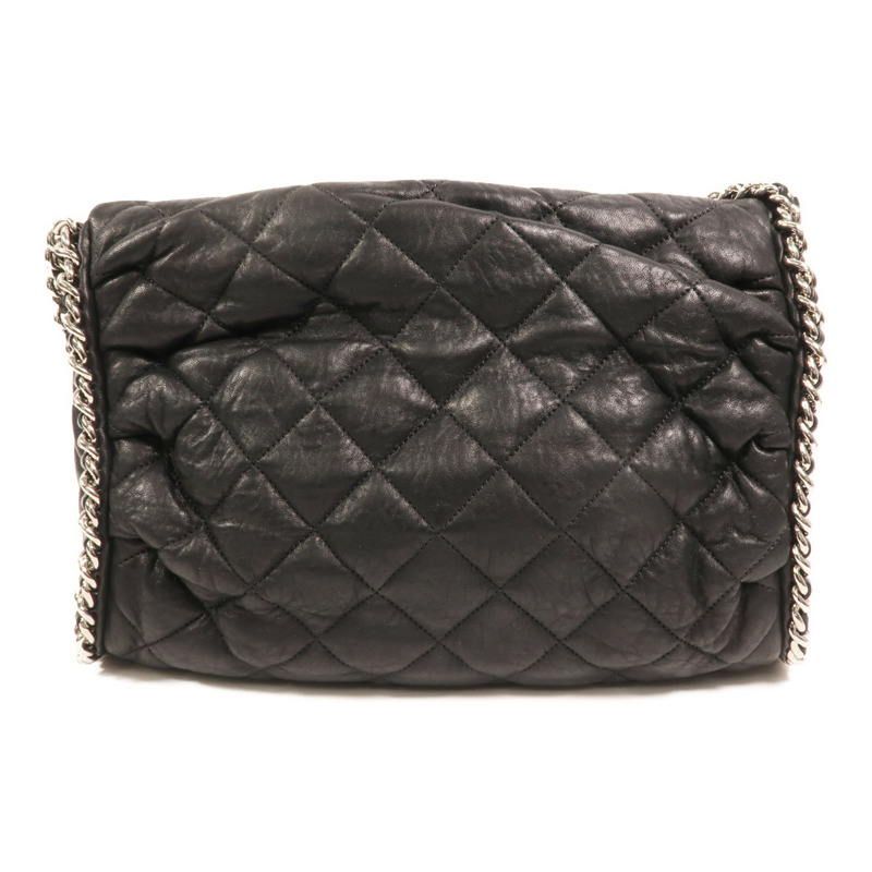 CHANEL 牛皮皮革Chain Around Hobo Bag銀扣鏈帶肩背袋-1