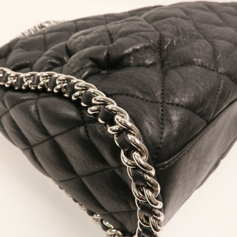 CHANEL 牛皮皮革Chain Around Hobo Bag銀扣鏈帶肩背袋-13