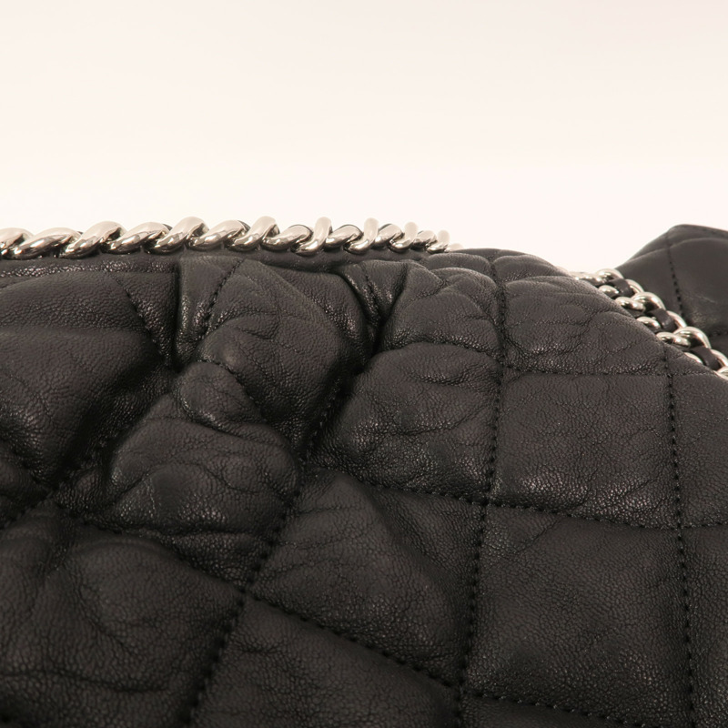 CHANEL 牛皮皮革Chain Around Hobo Bag銀扣鏈帶肩背袋-15