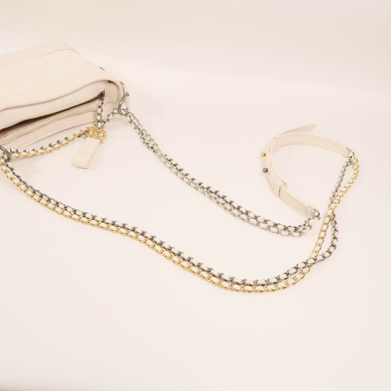 CHANEL 牛皮皮革Gabrielle鏈帶肩背袋-7