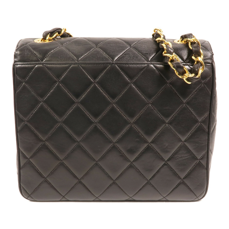 CHANEL 羊皮皮革Vintage Chain Shoulder金扣鏈帶肩背袋-1