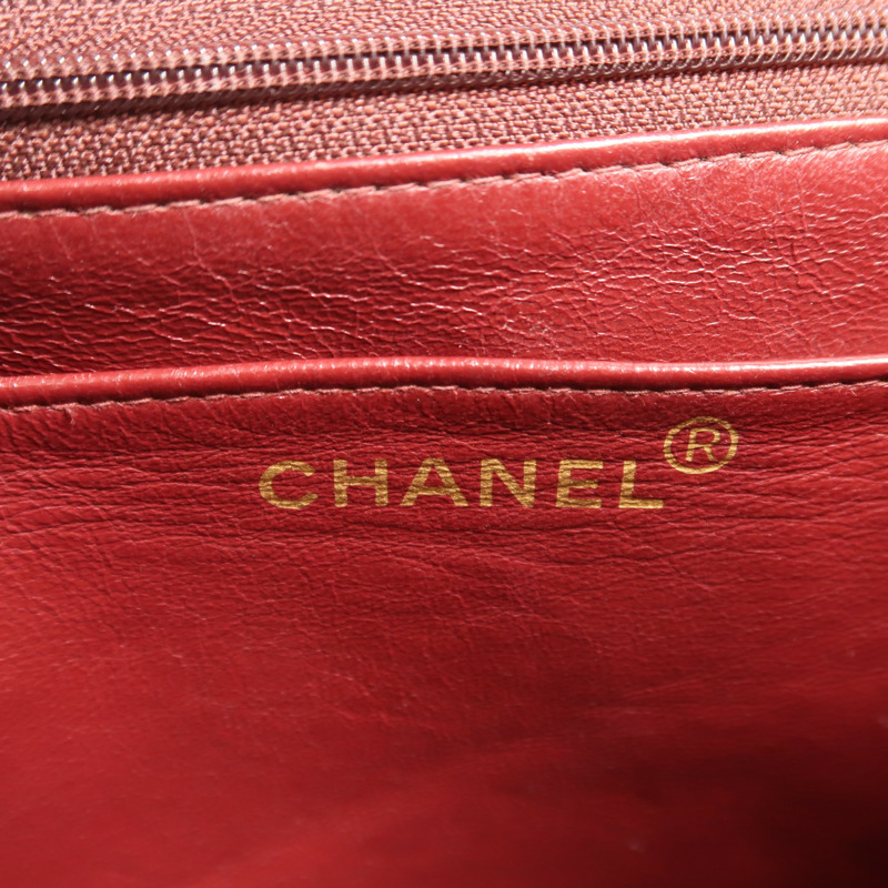 CHANEL 羊皮皮革Vintage Chain Shoulder金扣鏈帶肩背袋-5