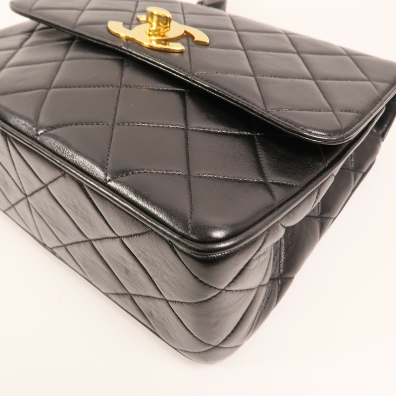 CHANEL 羊皮皮革Vintage Chain Shoulder金扣鏈帶肩背袋-9