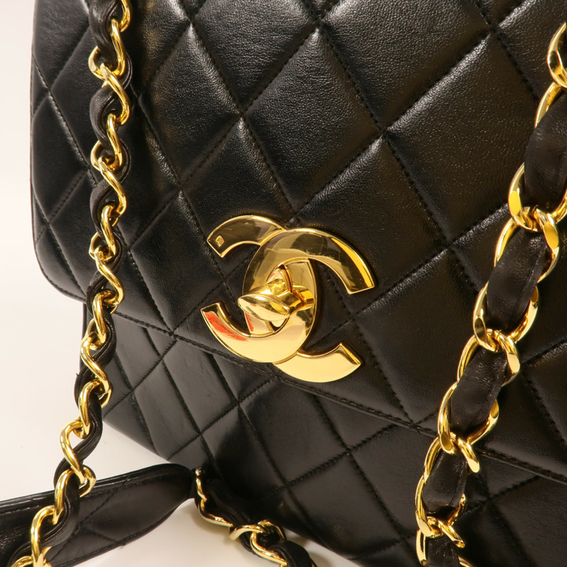 CHANEL 羊皮皮革Vintage Chain Shoulder金扣鏈帶肩背袋-13
