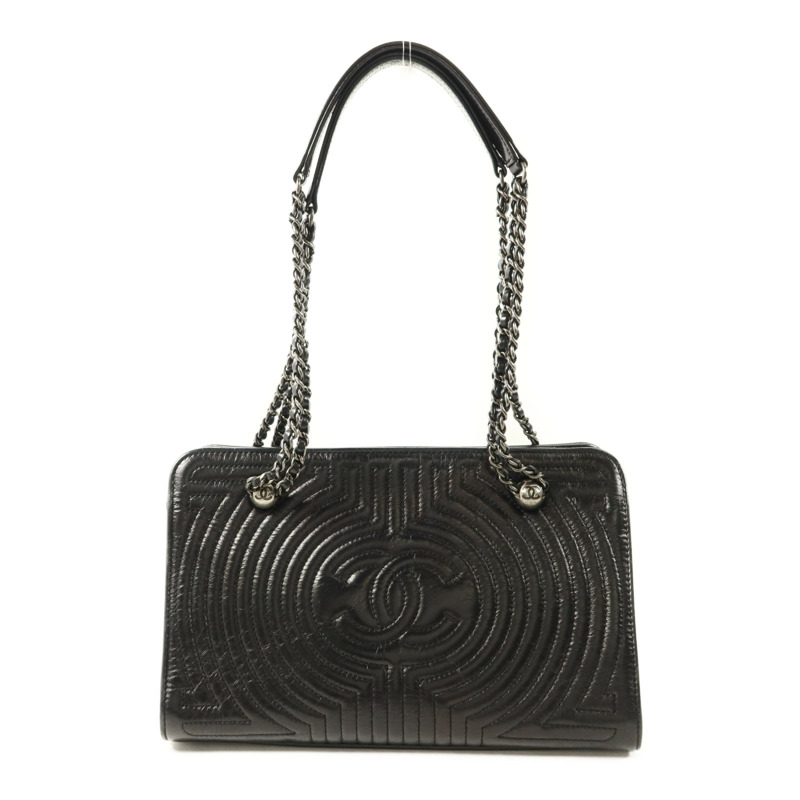 CHANEL 牛皮皮革Chain Shoulder鏈帶肩背袋-1