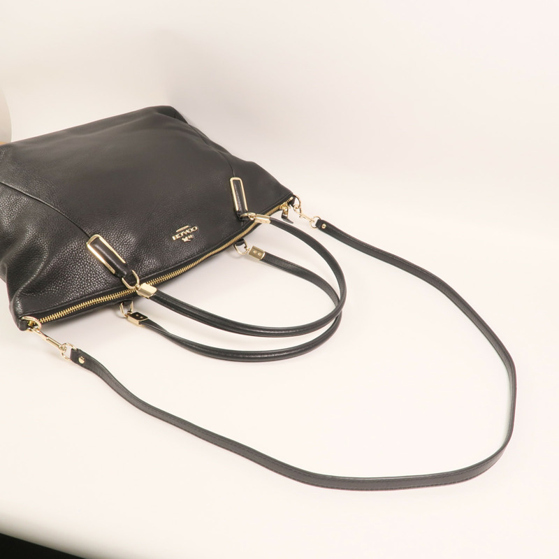 COACH 牛皮皮革Shoulder Bag金扣手挽肩背兩用袋-7