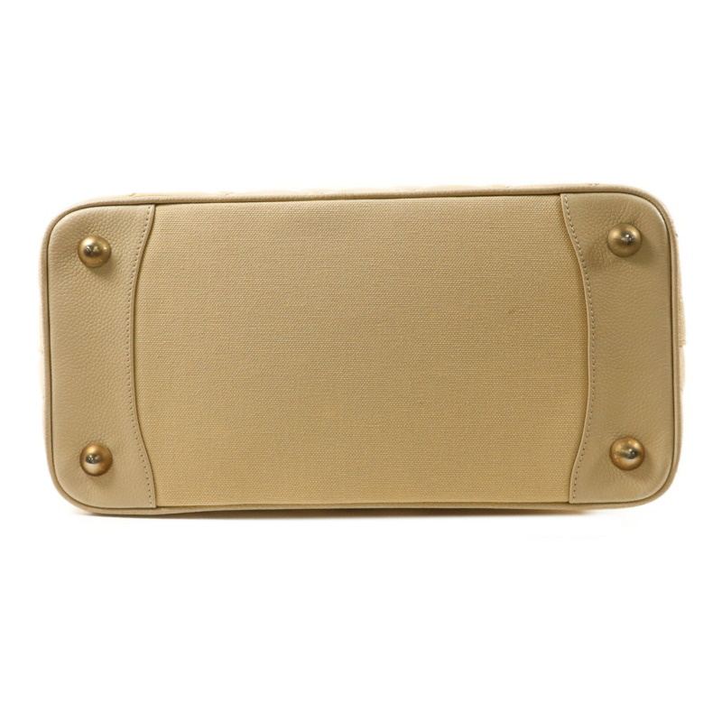 CHANEL 帆布/牛皮皮革Tote Bag銀扣手挽袋-3