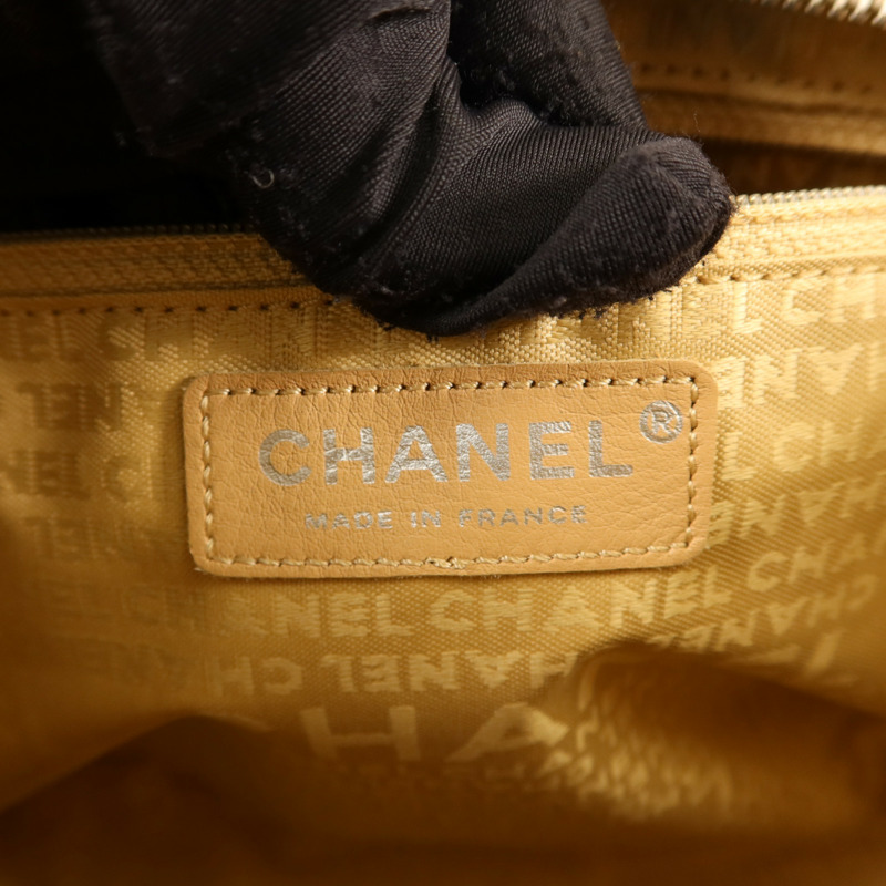 CHANEL 帆布/牛皮皮革Tote Bag銀扣手挽袋-5