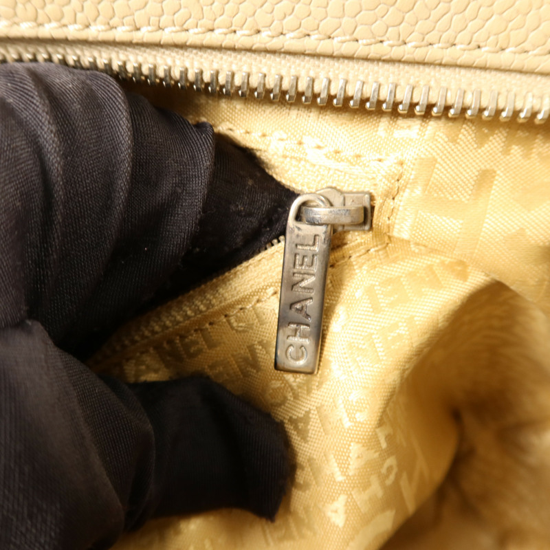 CHANEL 帆布/牛皮皮革Tote Bag銀扣手挽袋-8