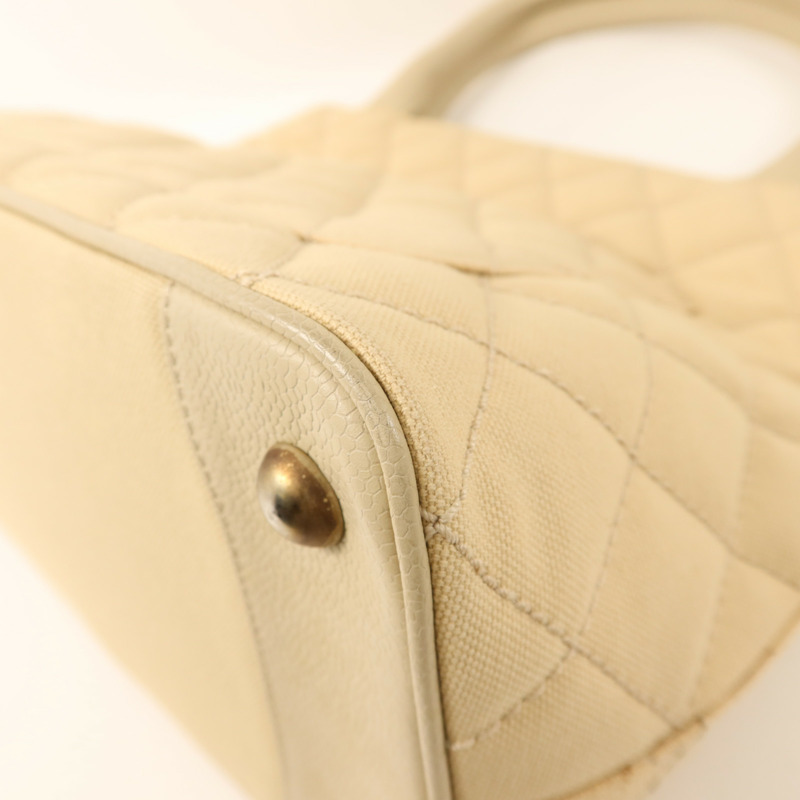 CHANEL 帆布/牛皮皮革Tote Bag銀扣手挽袋-12