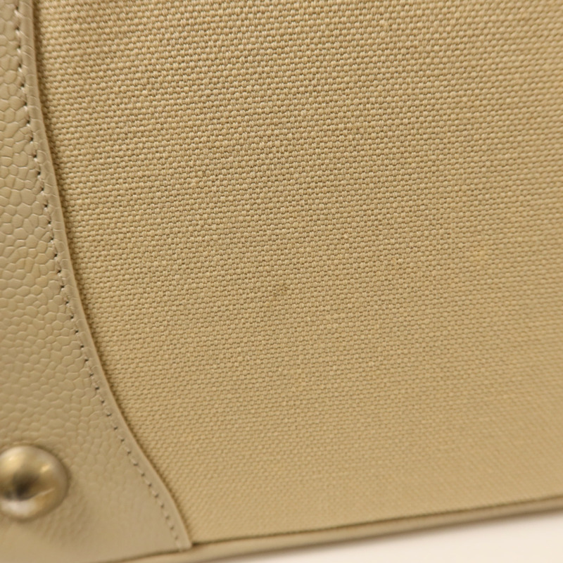 CHANEL 帆布/牛皮皮革Tote Bag銀扣手挽袋-14