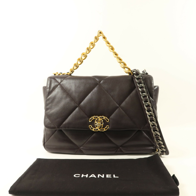 CHANEL 羊皮皮革Chanel 19手挽肩背兩用袋-9
