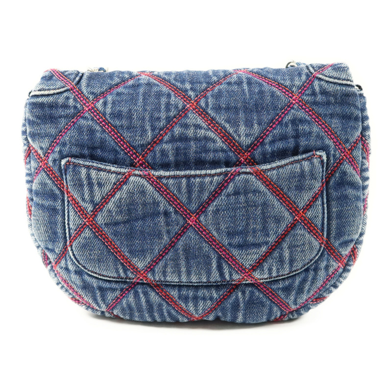 CHANEL 牛仔布料Chain Shoulder Bag銀扣鏈帶肩背袋-1