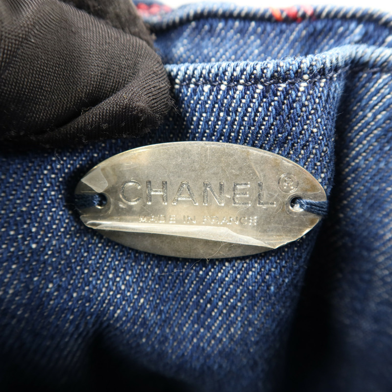 CHANEL 牛仔布料Chain Shoulder Bag銀扣鏈帶肩背袋-5