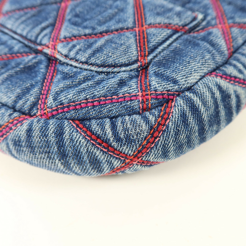 CHANEL 牛仔布料Chain Shoulder Bag銀扣鏈帶肩背袋-12