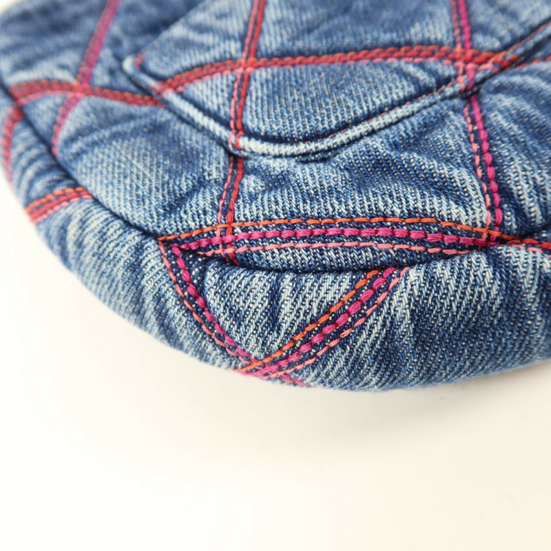 CHANEL 牛仔布料Chain Shoulder Bag銀扣鏈帶肩背袋-13