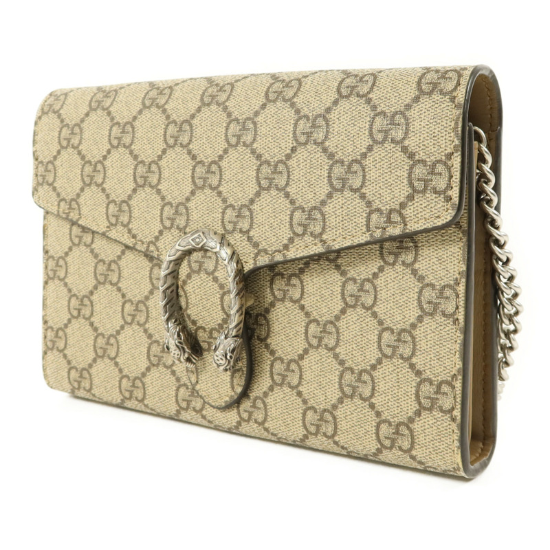 GUCCI 塗層帆布Dionysus GG銀扣鏈帶肩背袋-2