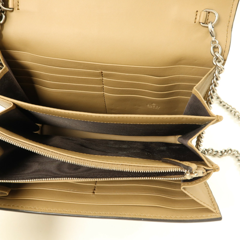 GUCCI 塗層帆布Dionysus GG銀扣鏈帶肩背袋-4