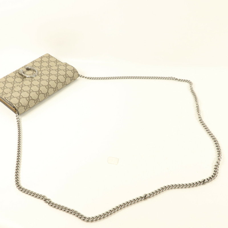 GUCCI 塗層帆布Dionysus GG銀扣鏈帶肩背袋-7