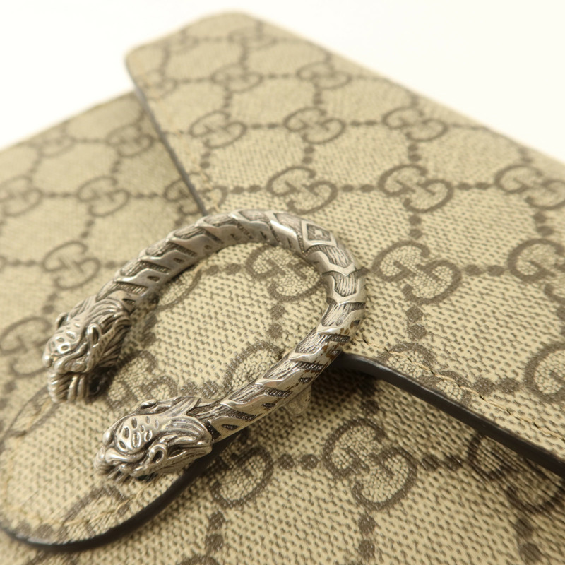 GUCCI 塗層帆布Dionysus GG銀扣鏈帶肩背袋-9