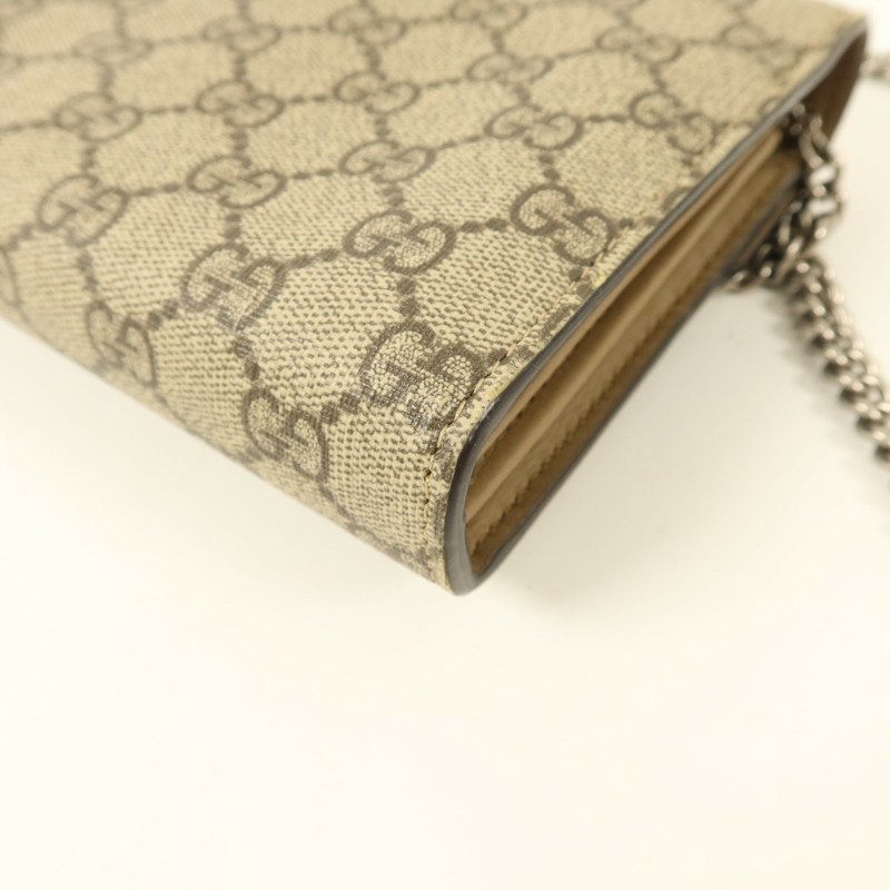 GUCCI 塗層帆布Dionysus GG銀扣鏈帶肩背袋-13