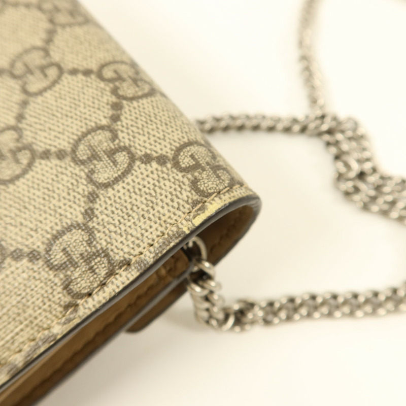 GUCCI 塗層帆布Dionysus GG銀扣鏈帶肩背袋-15