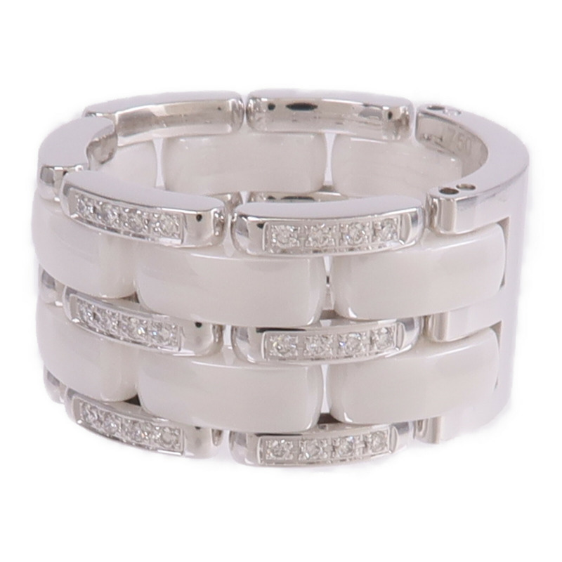 CHANEL 18K白金/陶瓷Ultra Diamond Ring鑽石戒指US#8-1