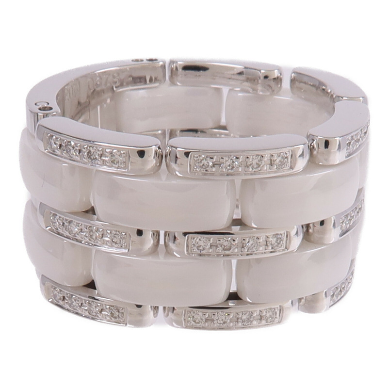 CHANEL 18K白金/陶瓷Ultra Diamond Ring鑽石戒指US#8-2