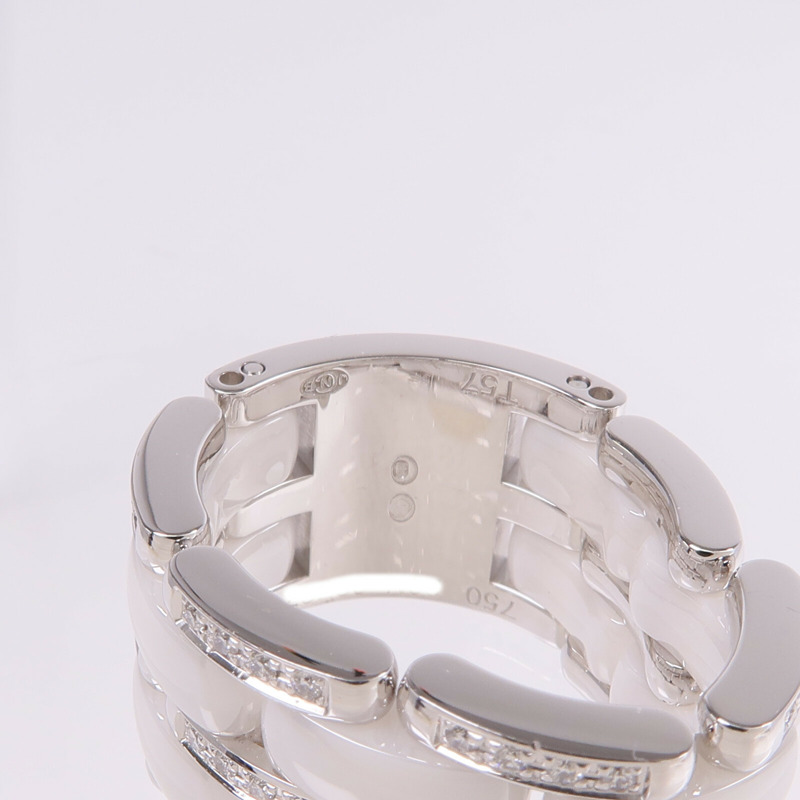 CHANEL 18K白金/陶瓷Ultra Diamond Ring鑽石戒指US#8-5