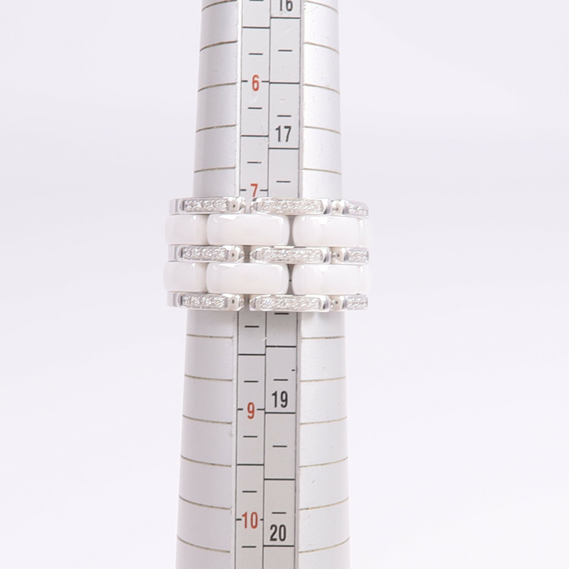 CHANEL 18K白金/陶瓷Ultra Diamond Ring鑽石戒指US#8-6