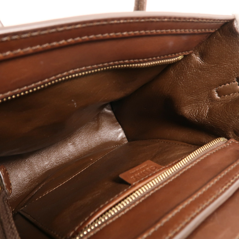 CELINE 羊毛/牛皮皮革Nano Luggage金扣手挽肩背兩用袋-4