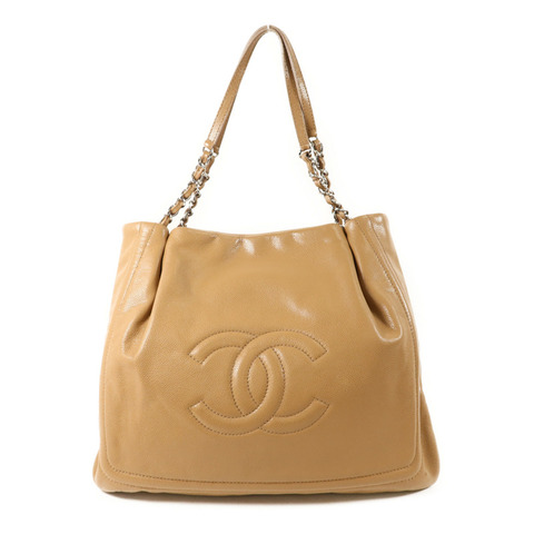 CHANEL 牛皮皮革Shoulder Bag銀扣鏈帶肩背袋