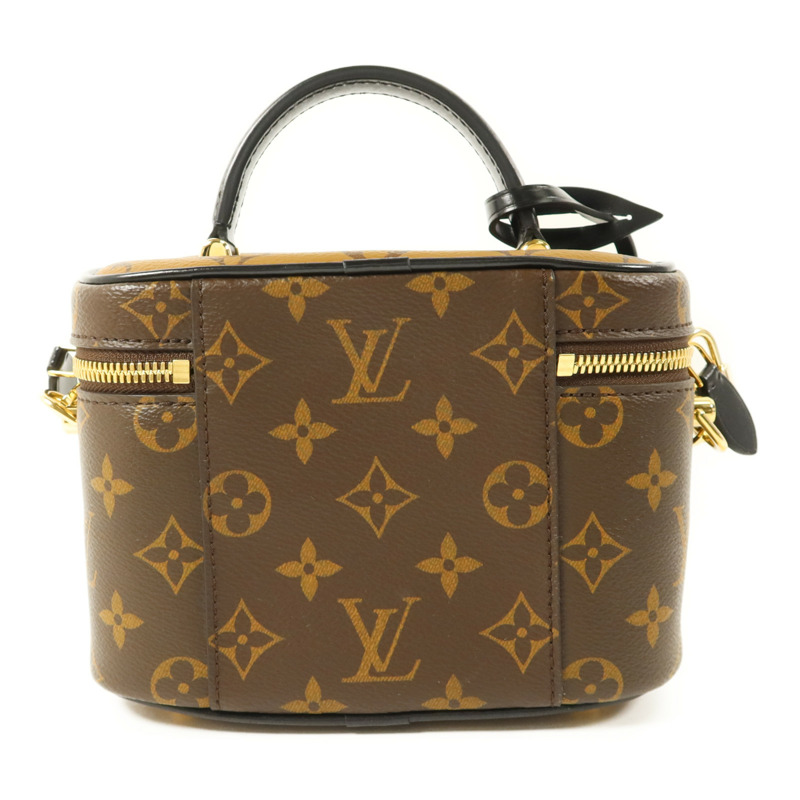 LOUIS VUITTON Monogram Reverse Vanity PM金扣手挽肩背兩用袋棕色-1