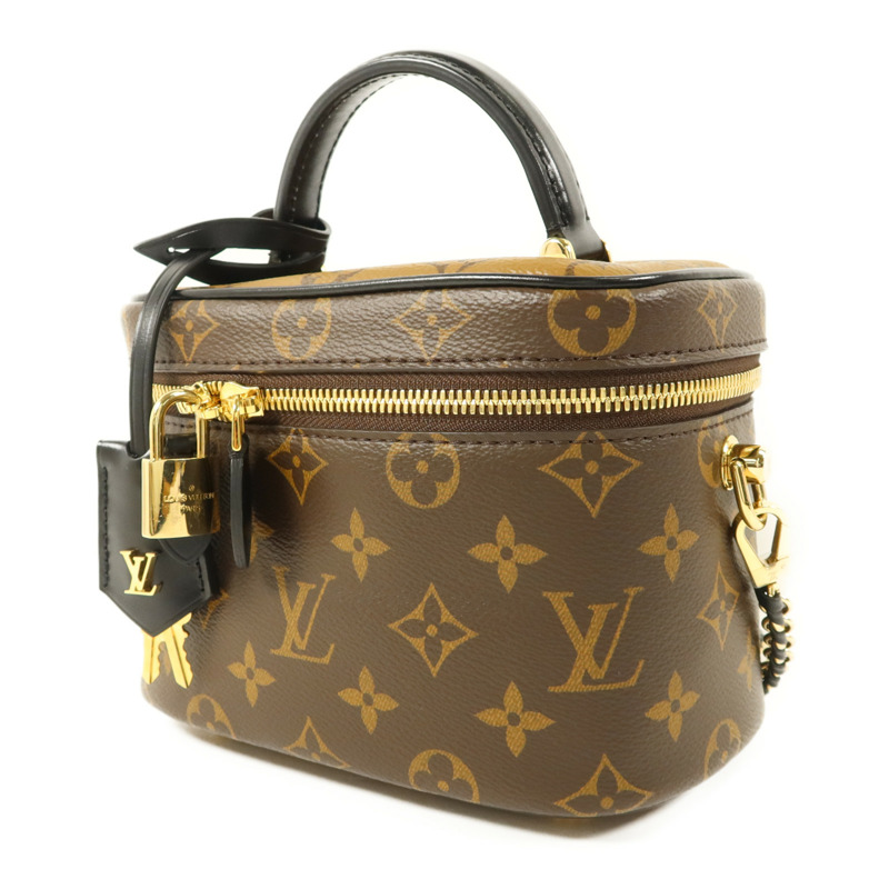LOUIS VUITTON Monogram Reverse Vanity PM金扣手挽肩背兩用袋棕色-2